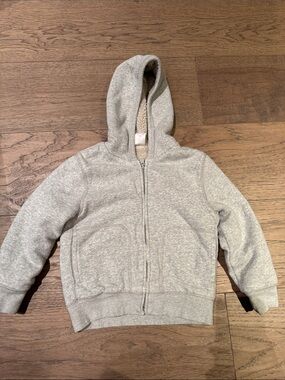 Gap Sherpa Hooded Zip-Up Sweatshirt - Light Gray